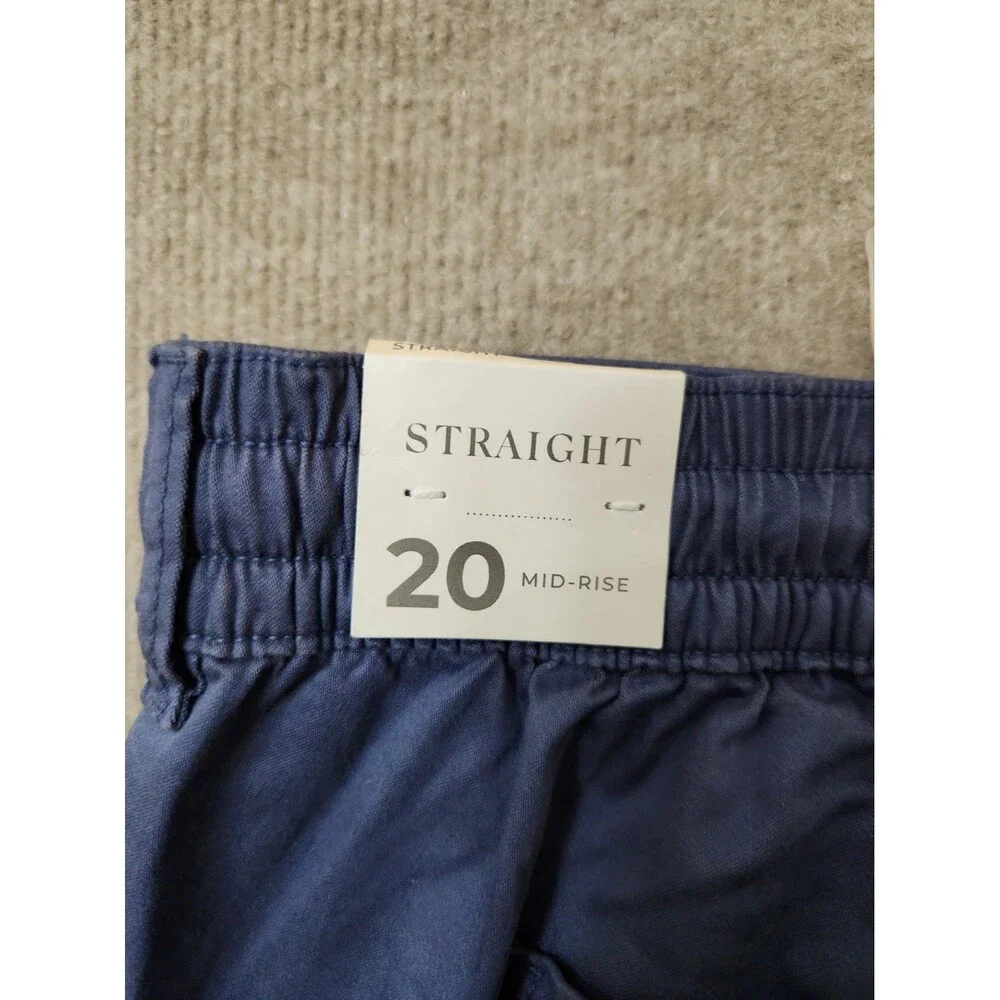 Lane Bryant Pull-On Super-Soft Straight Leg Chino Pants Women 20 Sateen Blue NEW